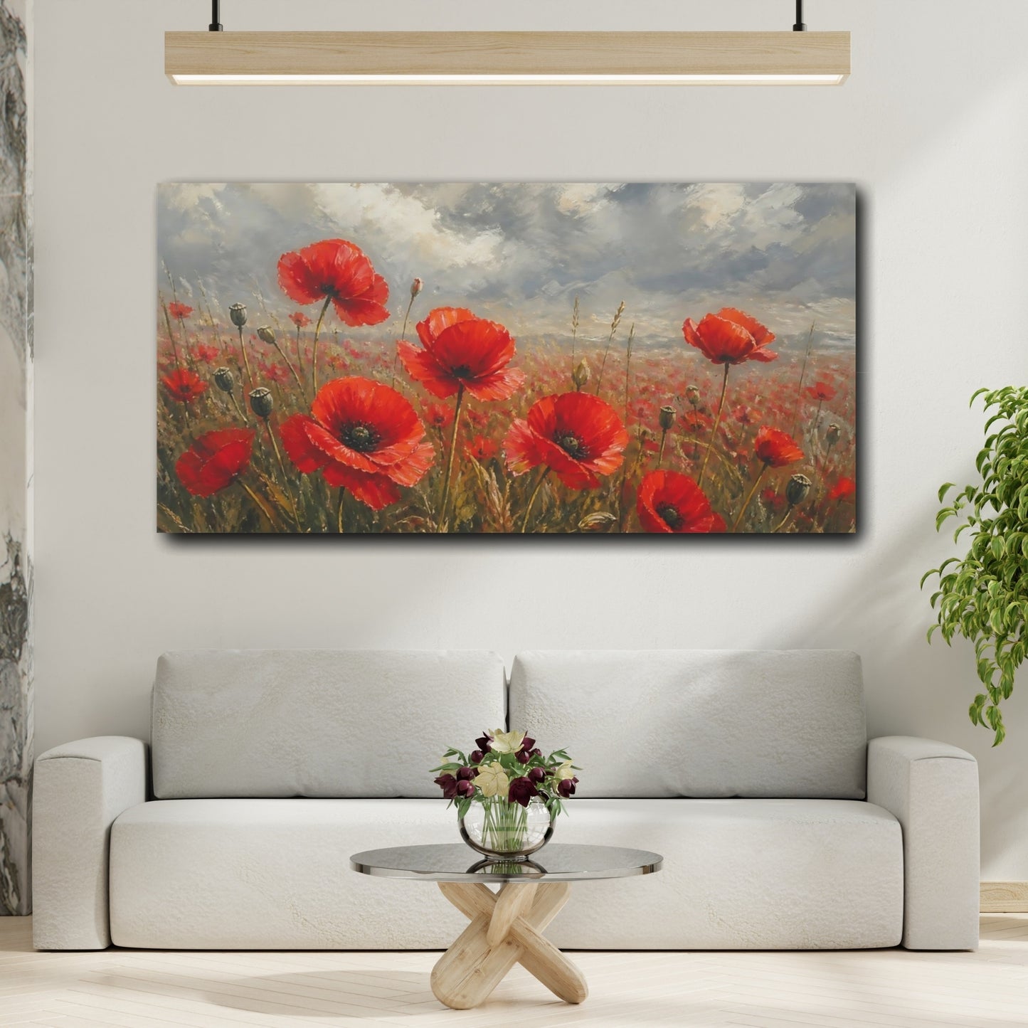 Mockup 2. Field Of Red Poppies shown as canvas print