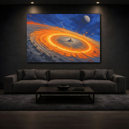 Mockup 3. Fiery Impact Crater shown as canvas print