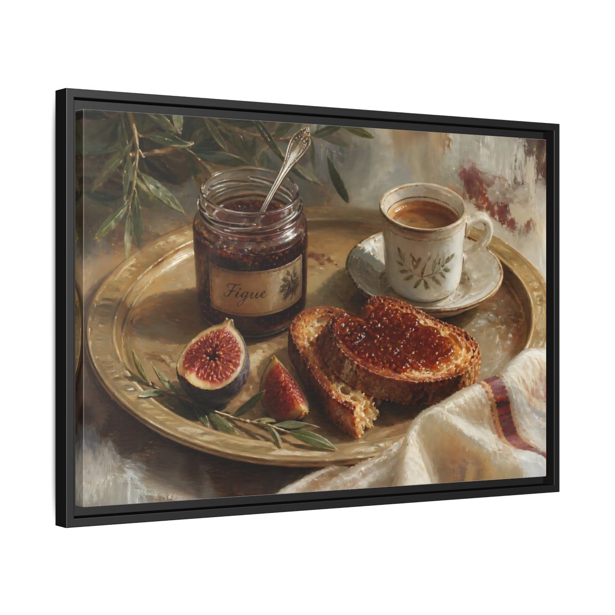 Side Mockup 14. Fig Jam Breakfast Tray shown as framed canvas print