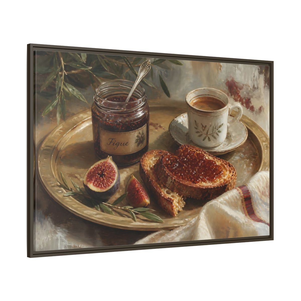 Side Mockup 8. Fig Jam Breakfast Tray shown as framed canvas print