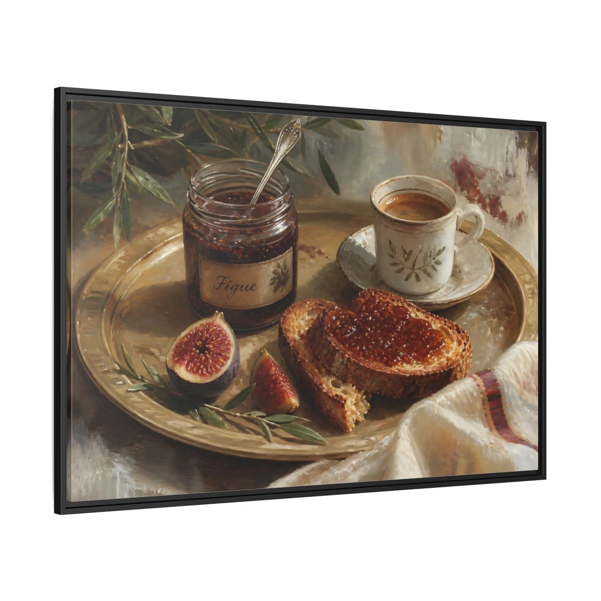 Side Mockup 12. Fig Jam Breakfast Tray shown as framed canvas print