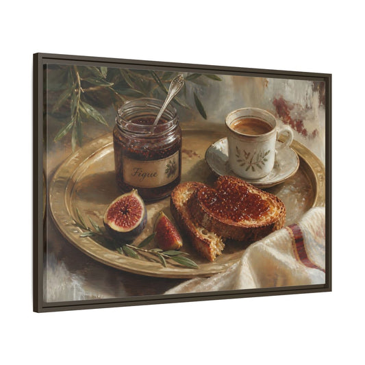 Main Mockup. Fig Jam Breakfast Tray shown as framed canvas print