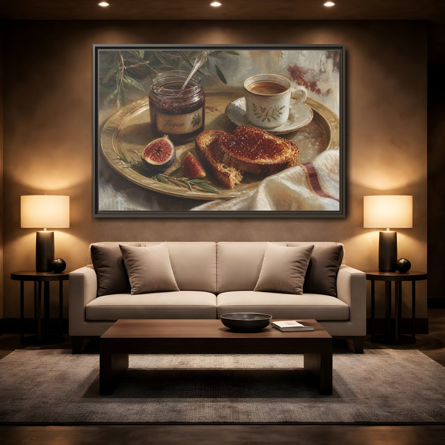 Mockup 2. Fig Jam Breakfast Tray shown as framed canvas print