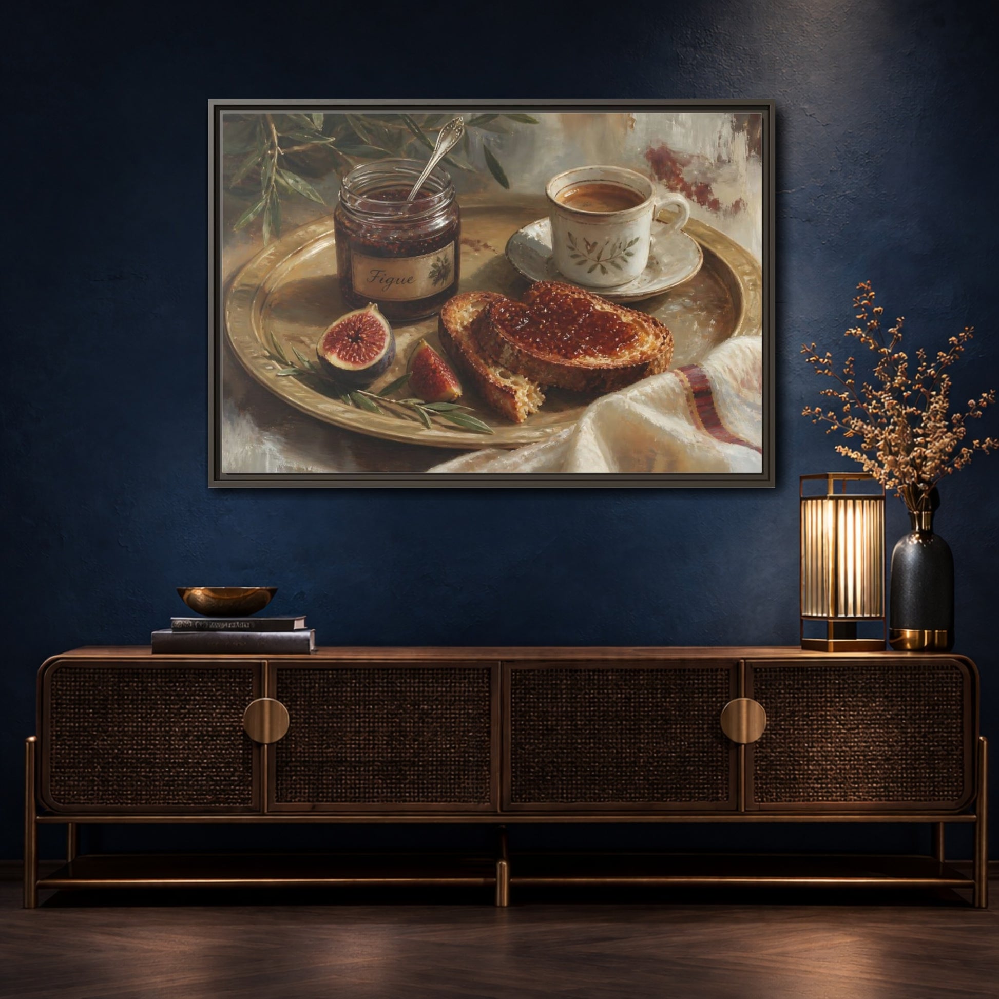 Mockup 4. Fig Jam Breakfast Tray shown as framed canvas print