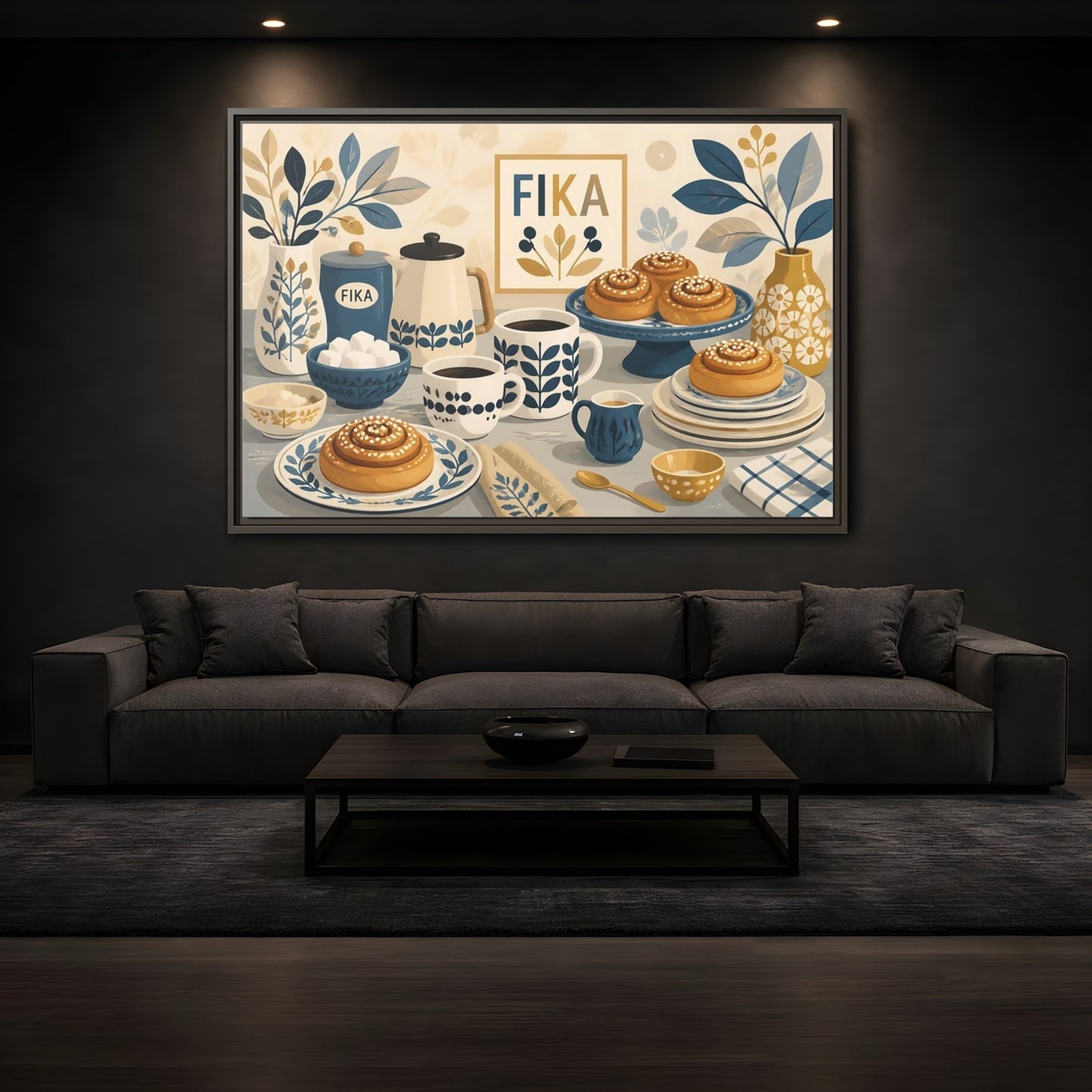Mockup 3. Fika Coffee & Buns shown as framed canvas print