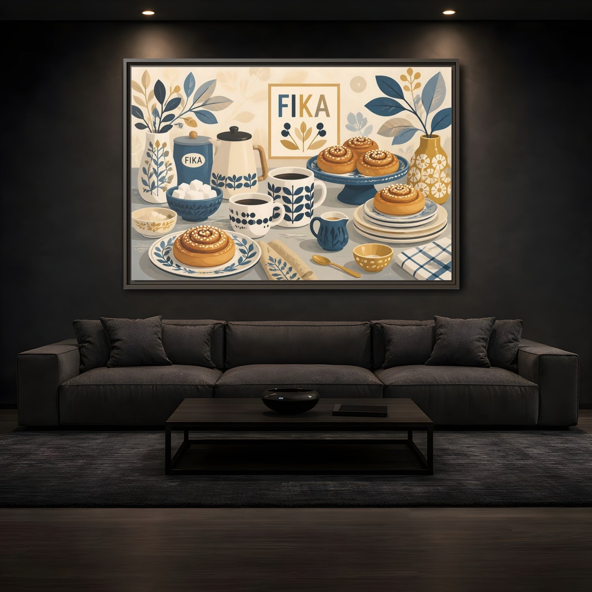 Mockup 3. Fika Coffee & Buns shown as framed canvas print
