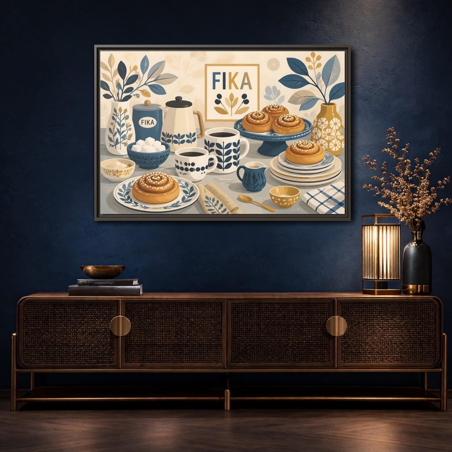 Mockup 4. Fika Coffee & Buns shown as framed canvas print