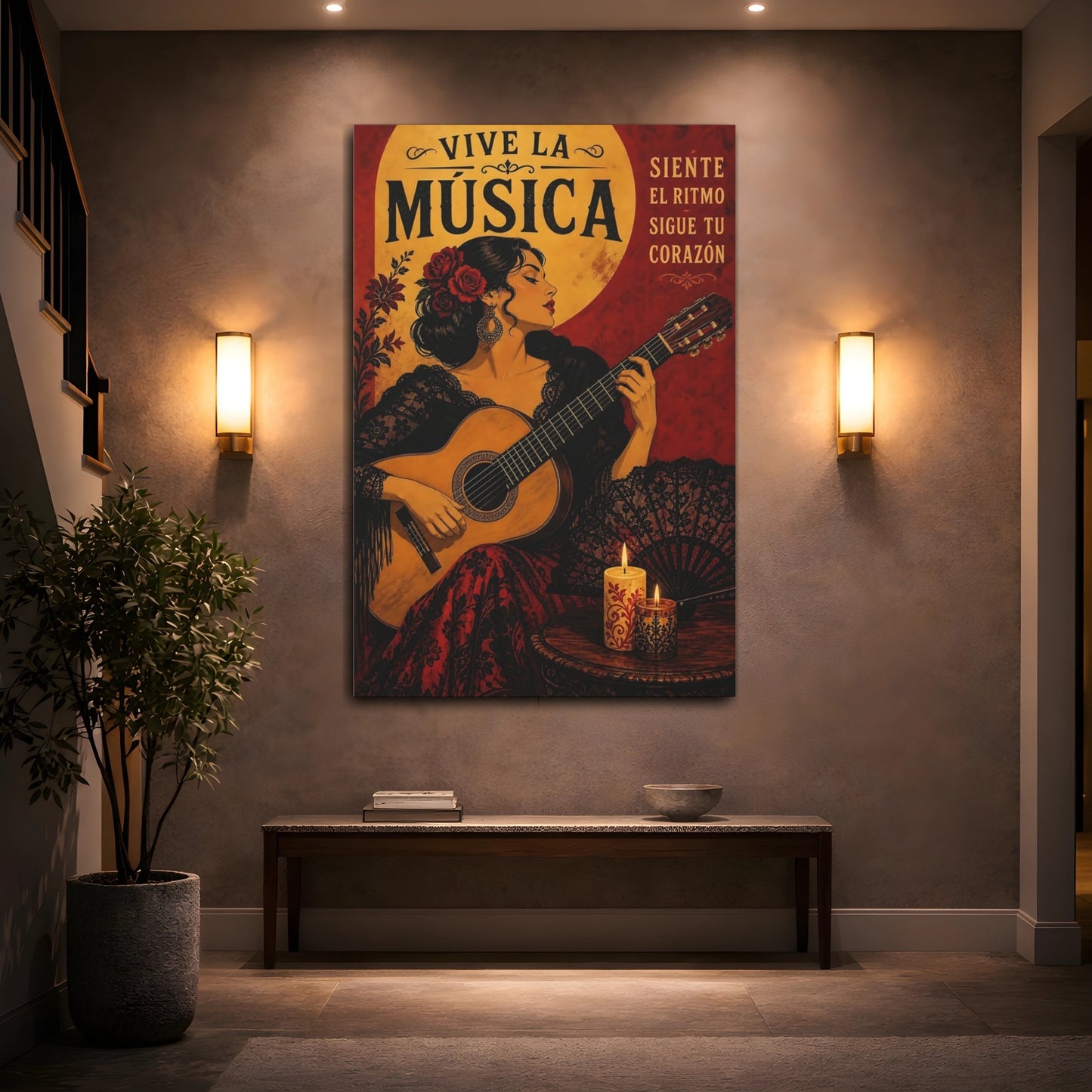 Mockup 2. Flamenco Guitar Serenade shown as canvas print