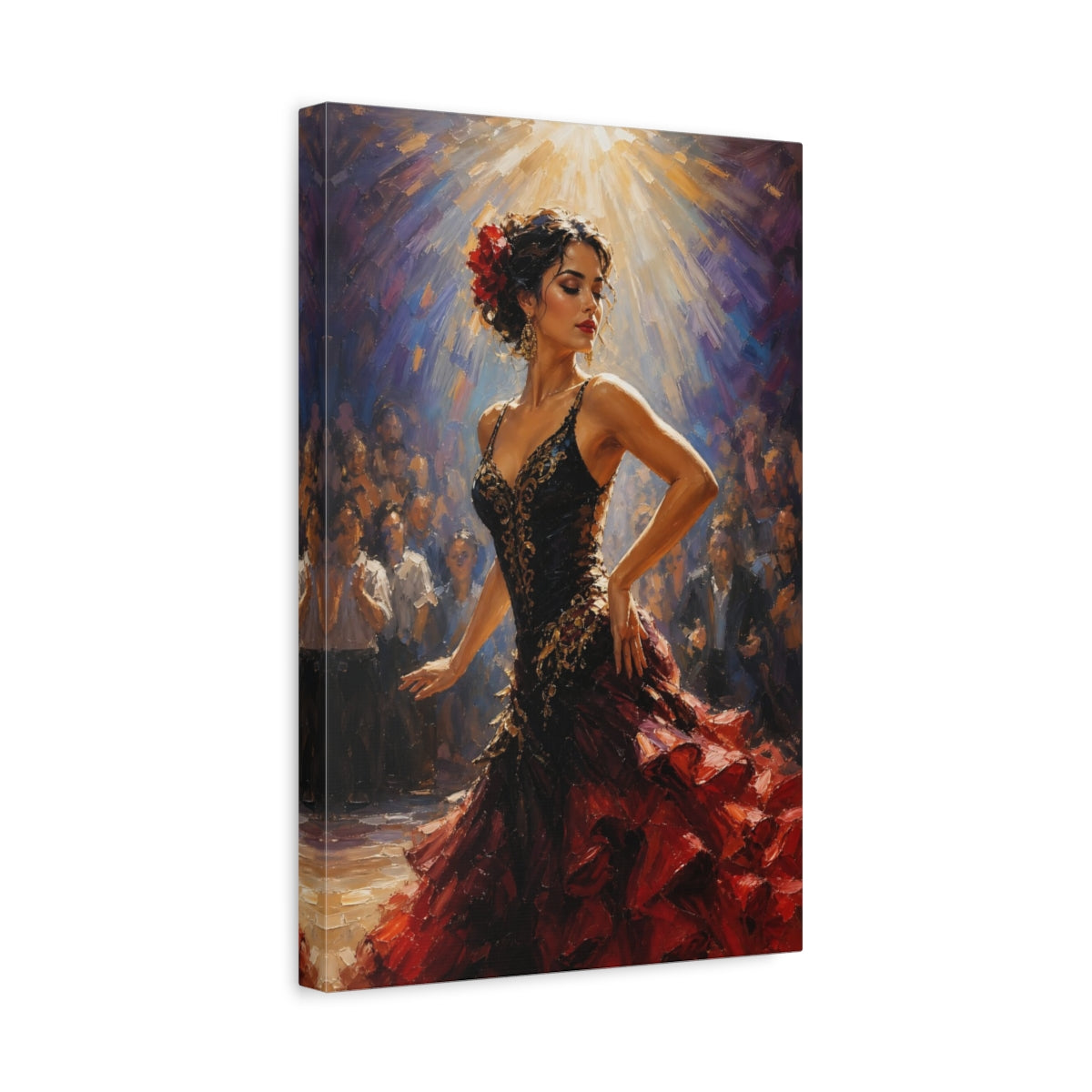 Side Mockup 4. Flamenco Passion shown as canvas print