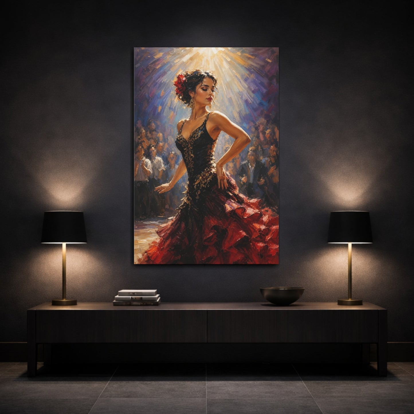 Mockup 3. Flamenco Passion shown as canvas print