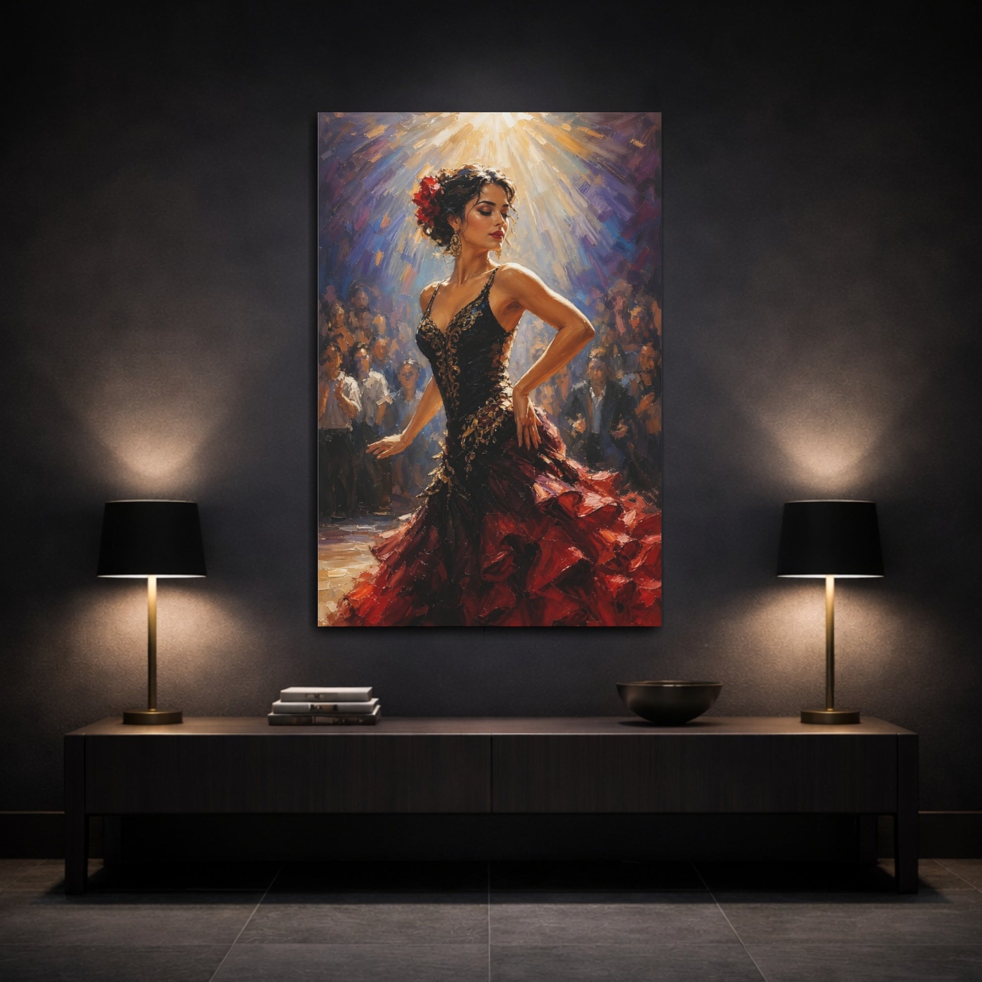 Mockup 3. Flamenco Passion shown as canvas print
