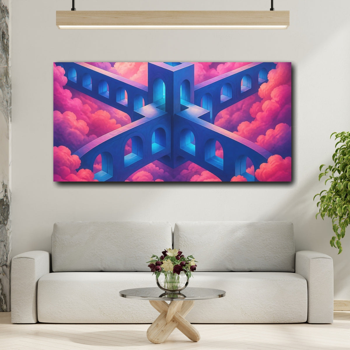 Mockup 2. Floating Arches Illusion shown as canvas print