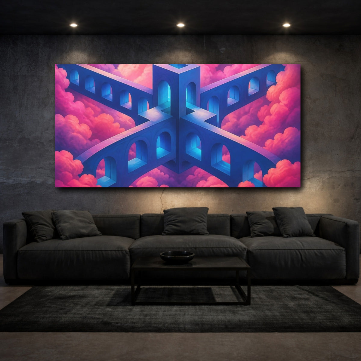 Mockup 3. Floating Arches Illusion shown as canvas print