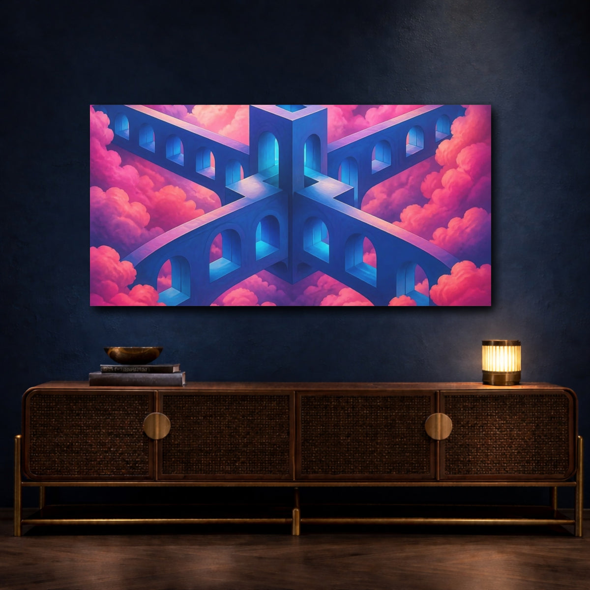 Mockup 4. Floating Arches Illusion shown as canvas print