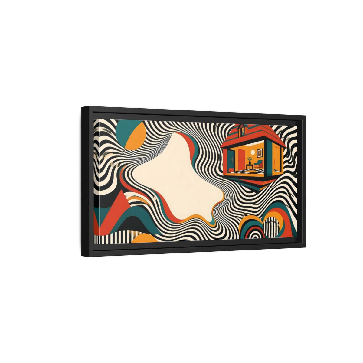 Side Mockup 8. Floating House Illusion shown as framed canvas print