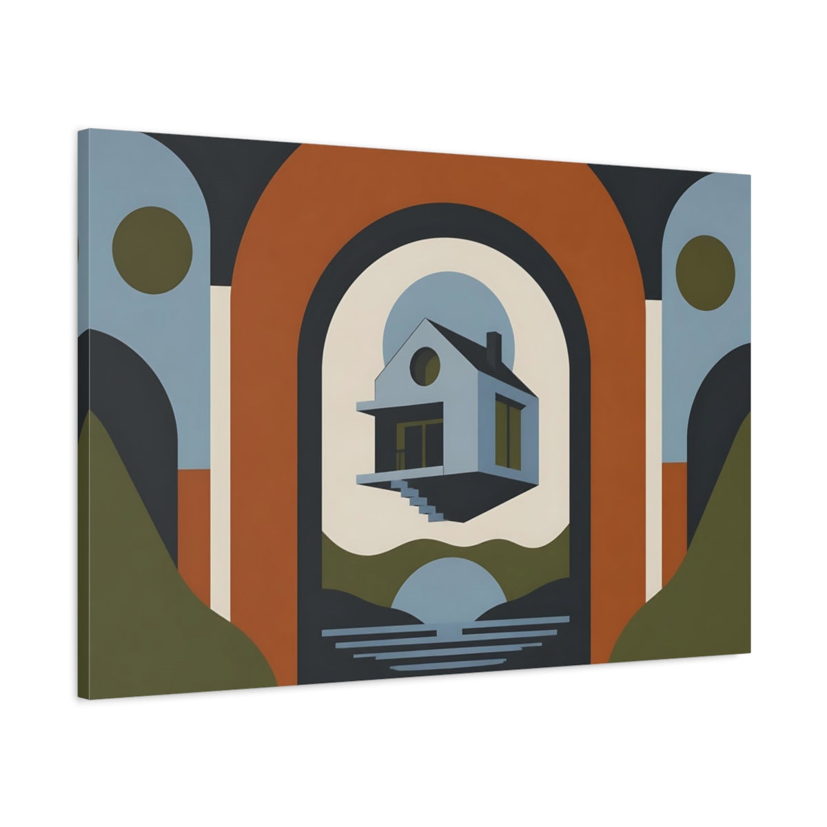 Main Mockup. Floating House In Arch shown as canvas print