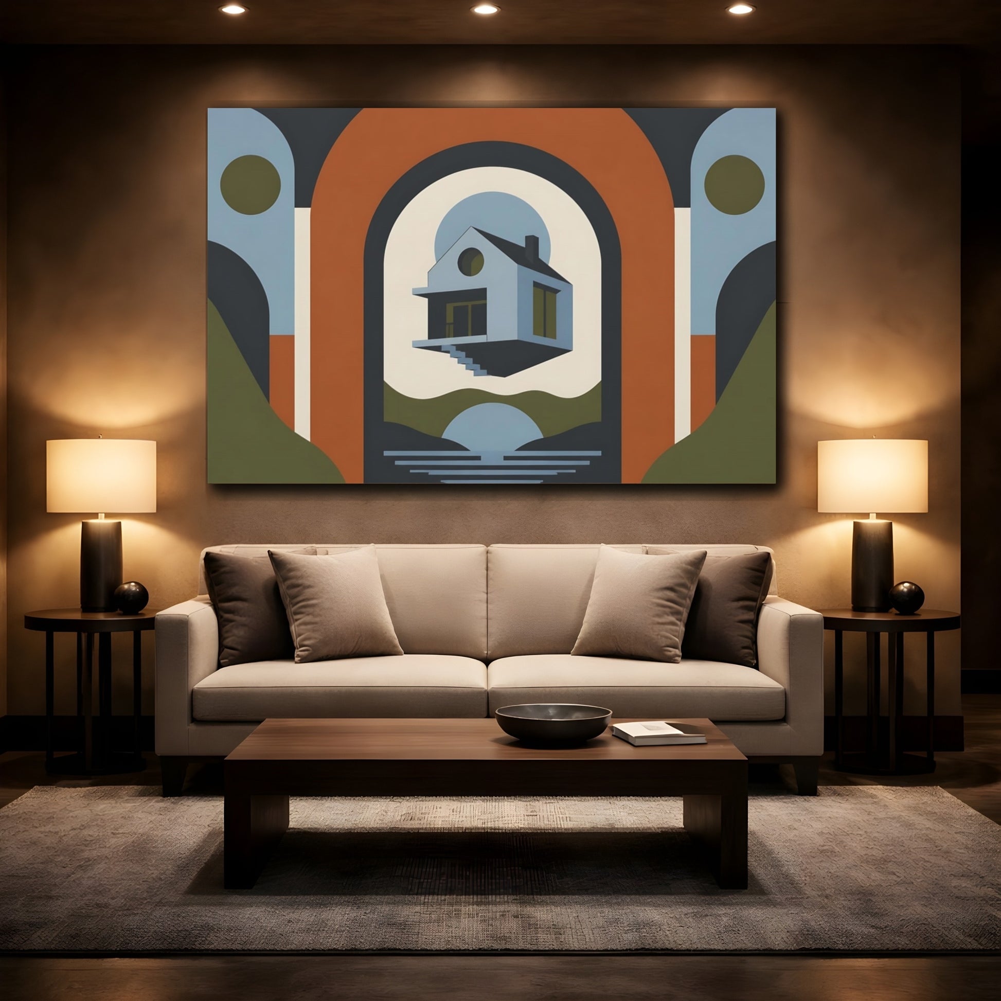 Mockup 2. Floating House In Arch shown as canvas print