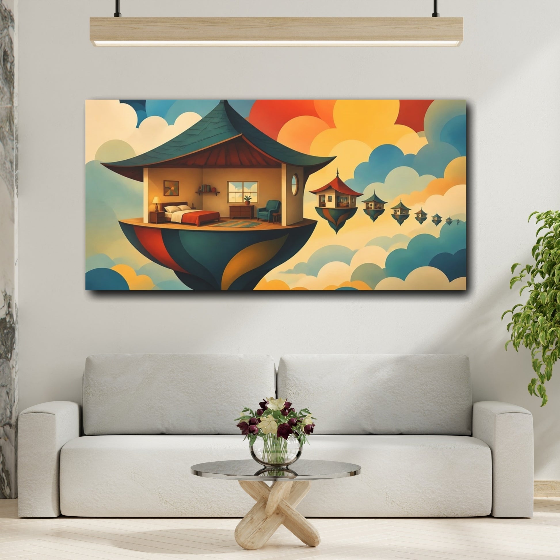 Mockup 2. Floating Sky Retreat shown as canvas print