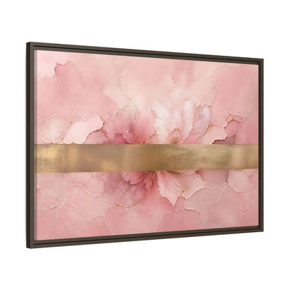 Main Mockup. Floral Abstract Florals Pink Gold Abstract shown as stretched canvas wall art