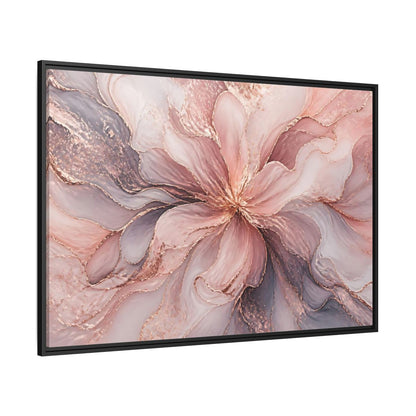 Side Mockup 12. Floral Abstract Flower Pink And Rose Gold shown as stretched canvas wall art