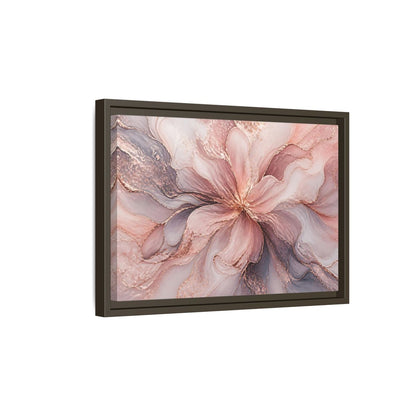Side Mockup 5. Floral Abstract Flower Pink And Rose Gold shown as stretched canvas wall art