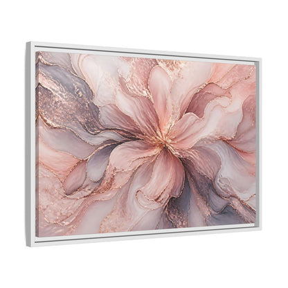 Side Mockup 10. Floral Abstract Flower Pink And Rose Gold shown as stretched canvas wall art