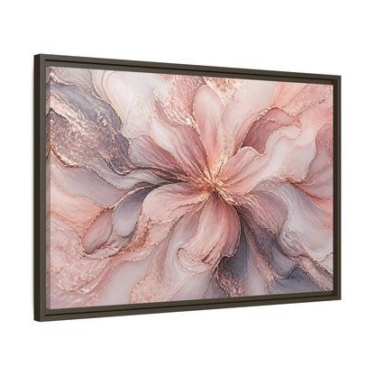 Side Mockup 11. Floral Abstract Flower Pink And Rose Gold shown as stretched canvas wall art
