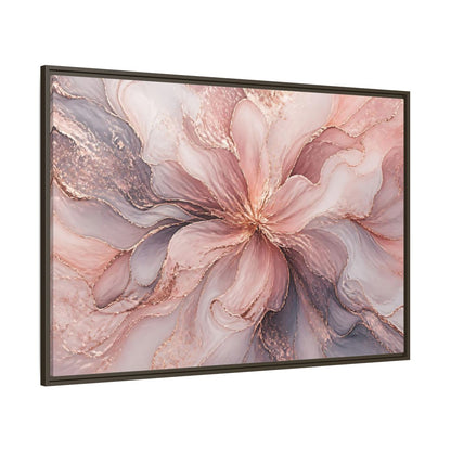 Side Mockup 8. Floral Abstract Flower Pink And Rose Gold shown as stretched canvas wall art