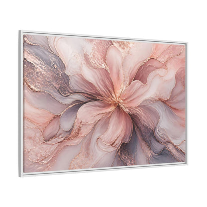Side Mockup 7. Floral Abstract Flower Pink And Rose Gold shown as stretched canvas wall art