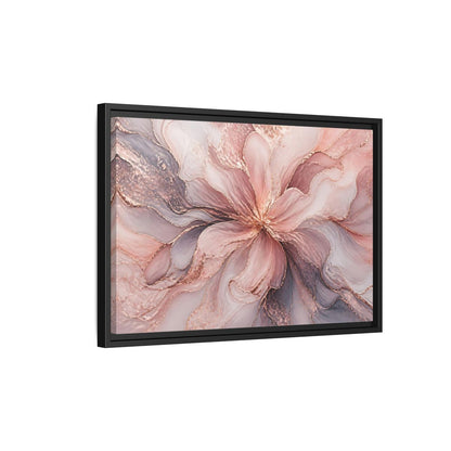 Side Mockup 3. Floral Abstract Flower Pink And Rose Gold shown as stretched canvas wall art