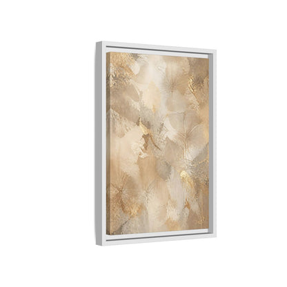 Side Mockup 4. Floral Abstract Flowers Beige Gold Floral shown as stretched canvas wall art
