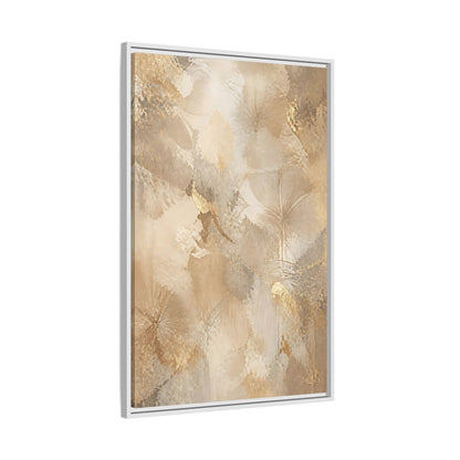 Side Mockup 9. Floral Abstract Flowers Beige Gold Floral shown as stretched canvas wall art