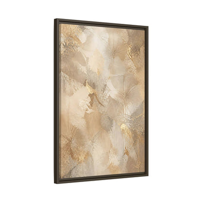 Side Mockup 11. Floral Abstract Flowers Beige Gold Floral shown as stretched canvas wall art