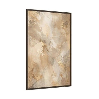 Side Mockup 8. Floral Abstract Flowers Beige Gold Floral shown as stretched canvas wall art
