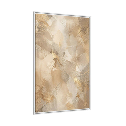 Side Mockup 7. Floral Abstract Flowers Beige Gold Floral shown as stretched canvas wall art