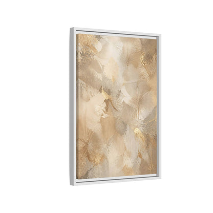 Side Mockup 1. Floral Abstract Flowers Beige Gold Floral shown as stretched canvas wall art