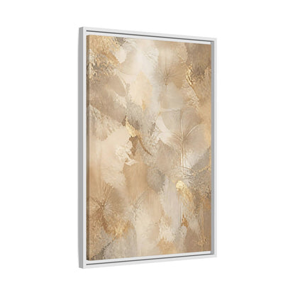 Side Mockup 10. Floral Abstract Flowers Beige Gold Floral shown as stretched canvas wall art