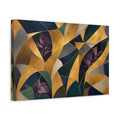Side Mockup 4. Floral Abstract Foliage Gold And Purple Foliage shown as stretched canvas wall art