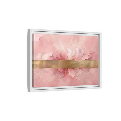 Side Mockup 4. Floral Abstract Florals Pink Gold Abstract shown as stretched canvas wall art