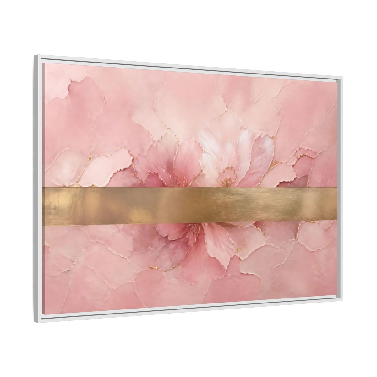 Side Mockup 7. Floral Abstract Florals Pink Gold Abstract shown as stretched canvas wall art