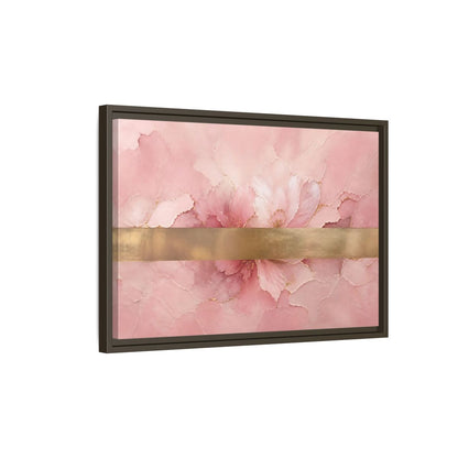 Side Mockup 2. Floral Abstract Florals Pink Gold Abstract shown as stretched canvas wall art