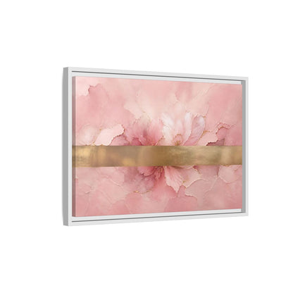Side Mockup 1. Floral Abstract Florals Pink Gold Abstract shown as stretched canvas wall art