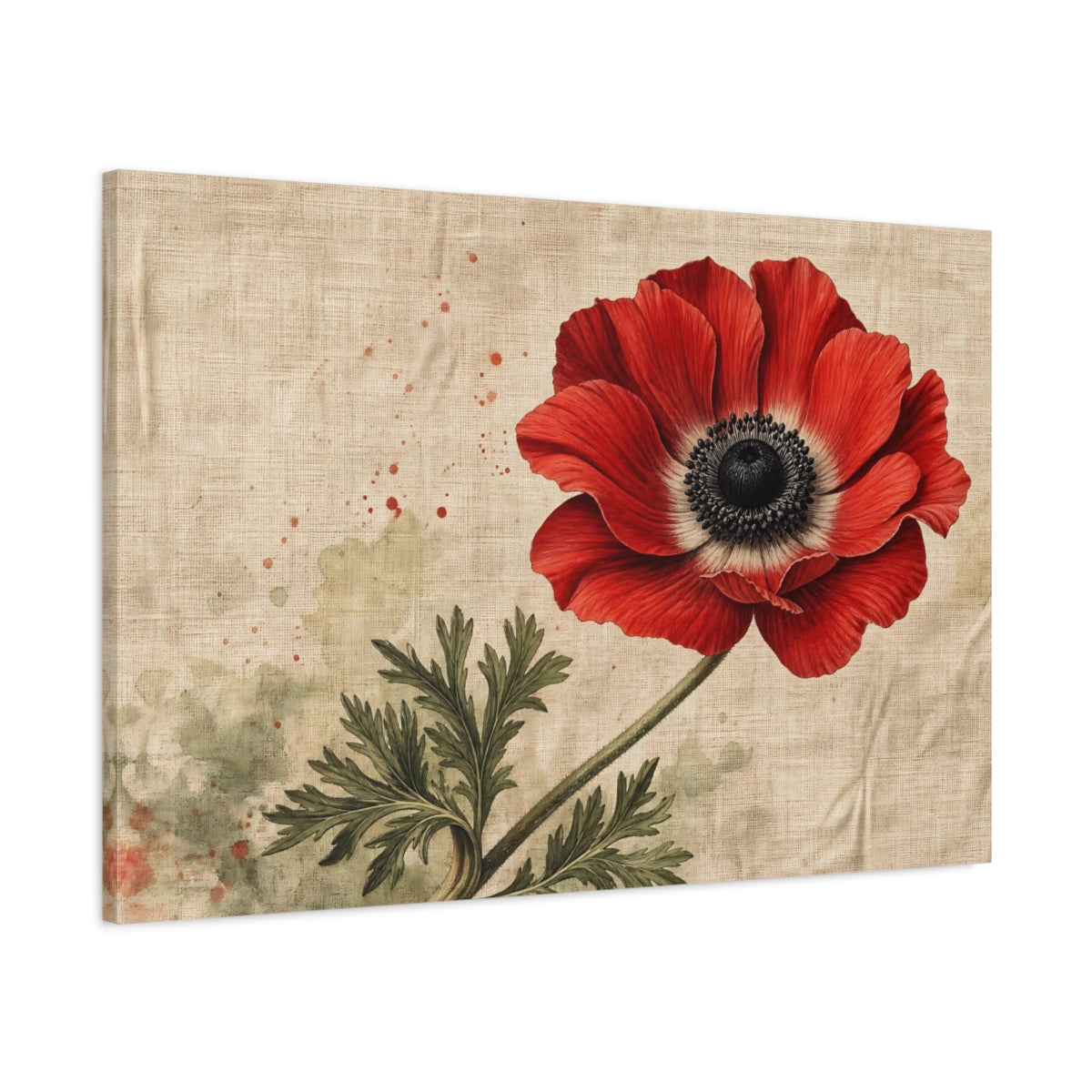 Main Mockup. Floral Anemone Flower Red Anemone shown as stretched canvas wall art