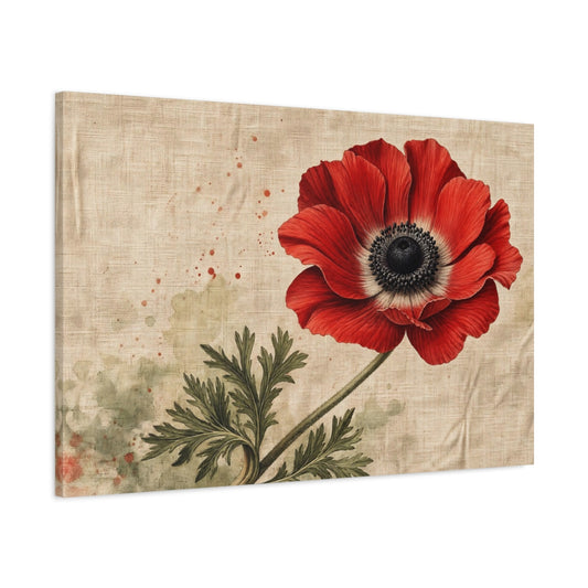 Main Mockup. Floral Anemone Flower Red Anemone shown as stretched canvas wall art