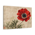 Side Mockup 4. Floral Anemone Flower Red Anemone shown as stretched canvas wall art