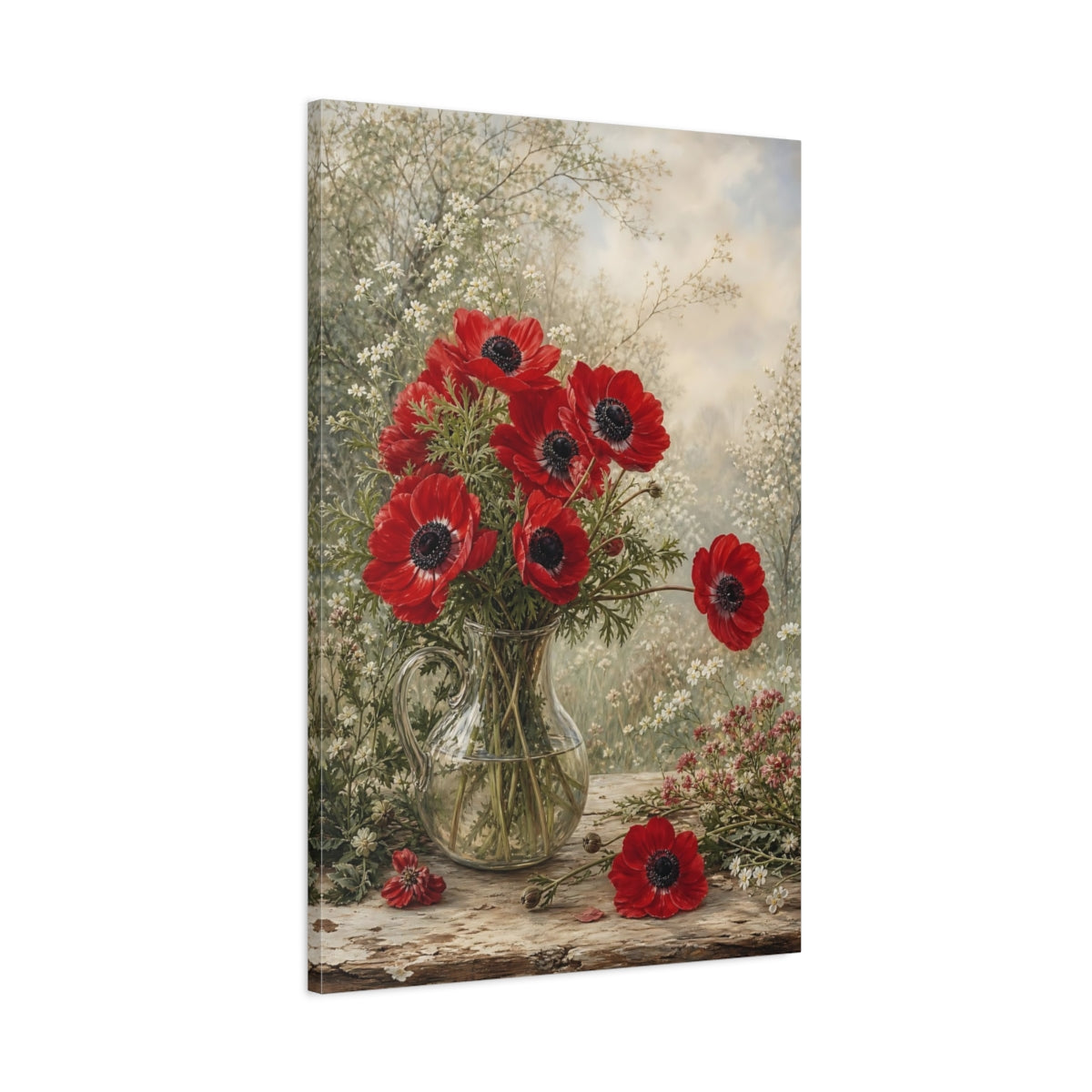 Main Mockup. Floral Anemones Red Anemones shown as stretched canvas wall art