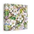 Side Mockup 2. Floral Apple Blossoms Spring Blossoms shown as stretched canvas wall art