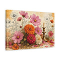 Side Mockup 4. Floral Floral Arrangement Colorful Floral shown as stretched canvas wall art