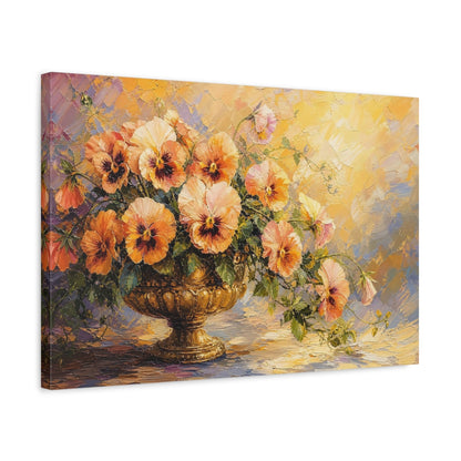Side Mockup 3. Floral Floral Arrangement Orange Gold Yellow shown as stretched canvas wall art