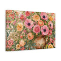 Side Mockup 4. Floral Floral Arrangement Pink Orange Floral shown as stretched canvas wall art